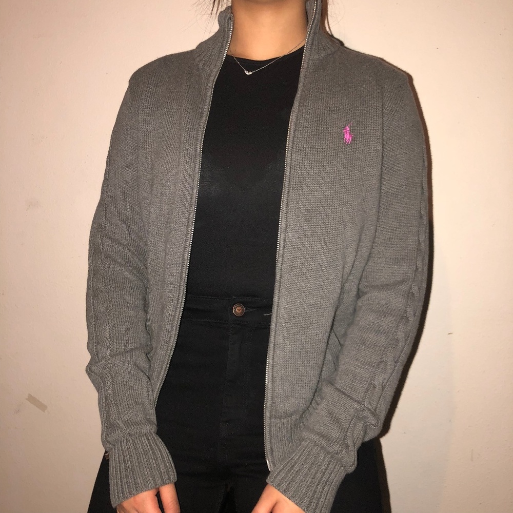 Grey Turtleneck Zip up